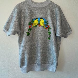 Vintage 80s Short Sleeve Sweatshirt 50/50 Birds